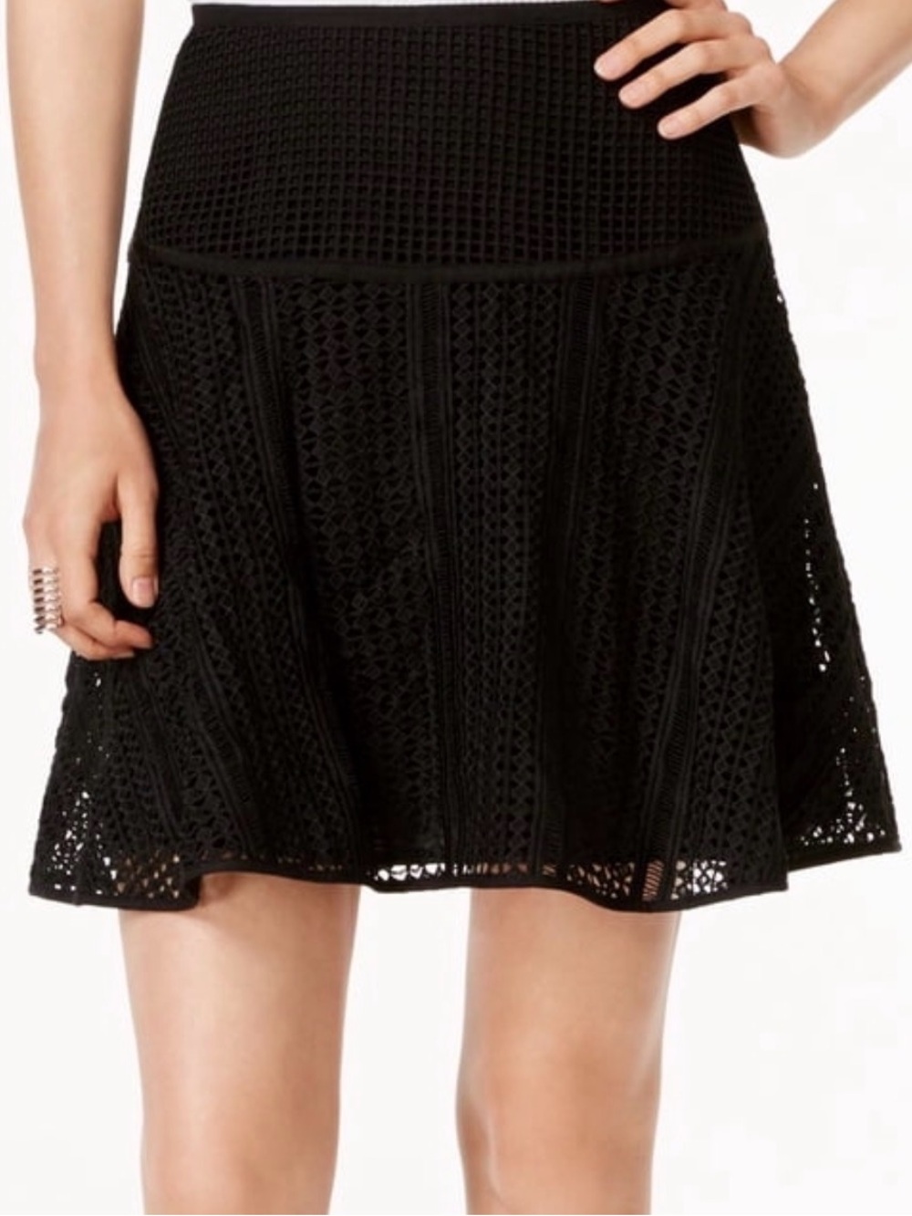 A/X Armani Exchange Black Crochet Skater Skirt